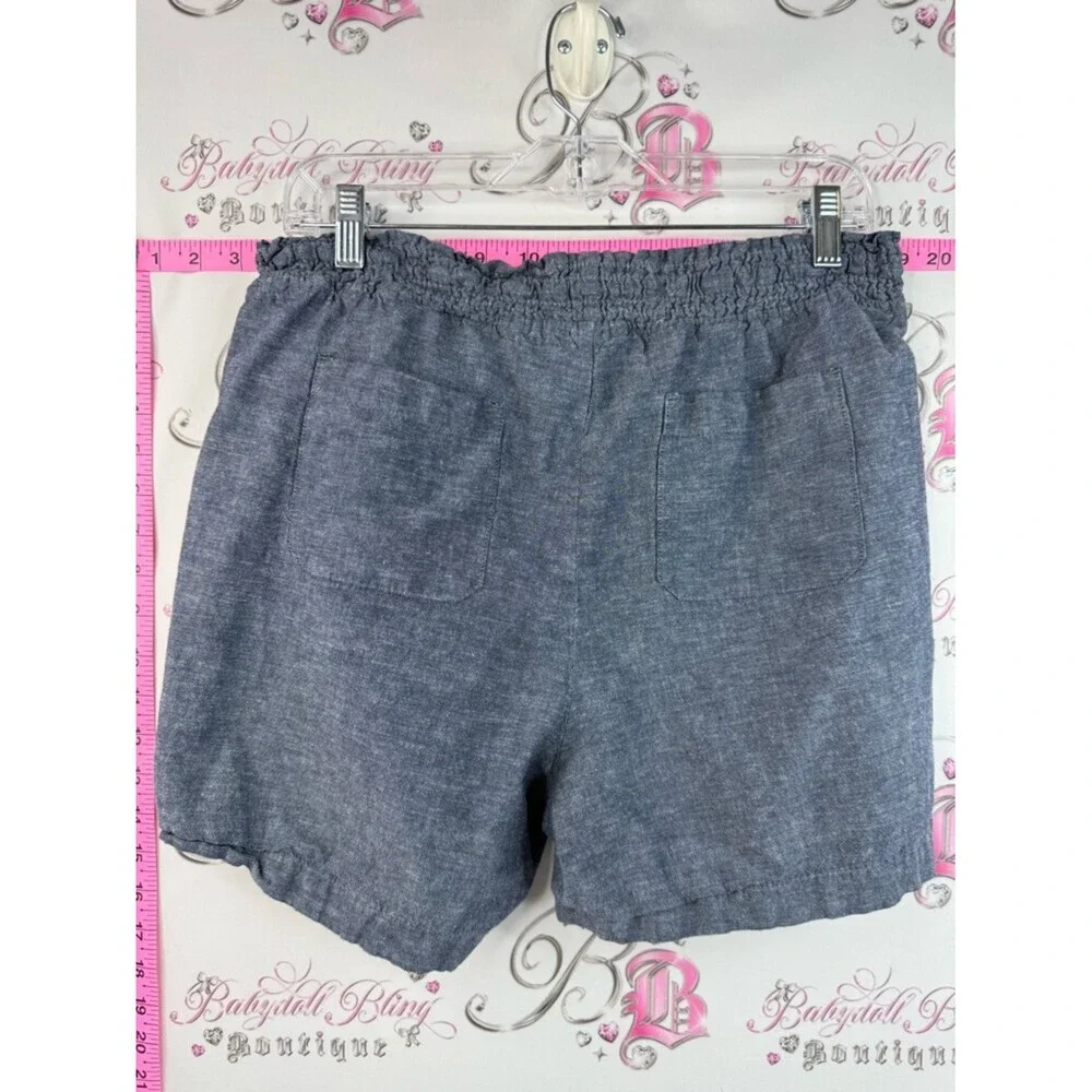 JACHS Girlfriend shorts blue navy Chambray Drawstring Shorts in Heather Navy